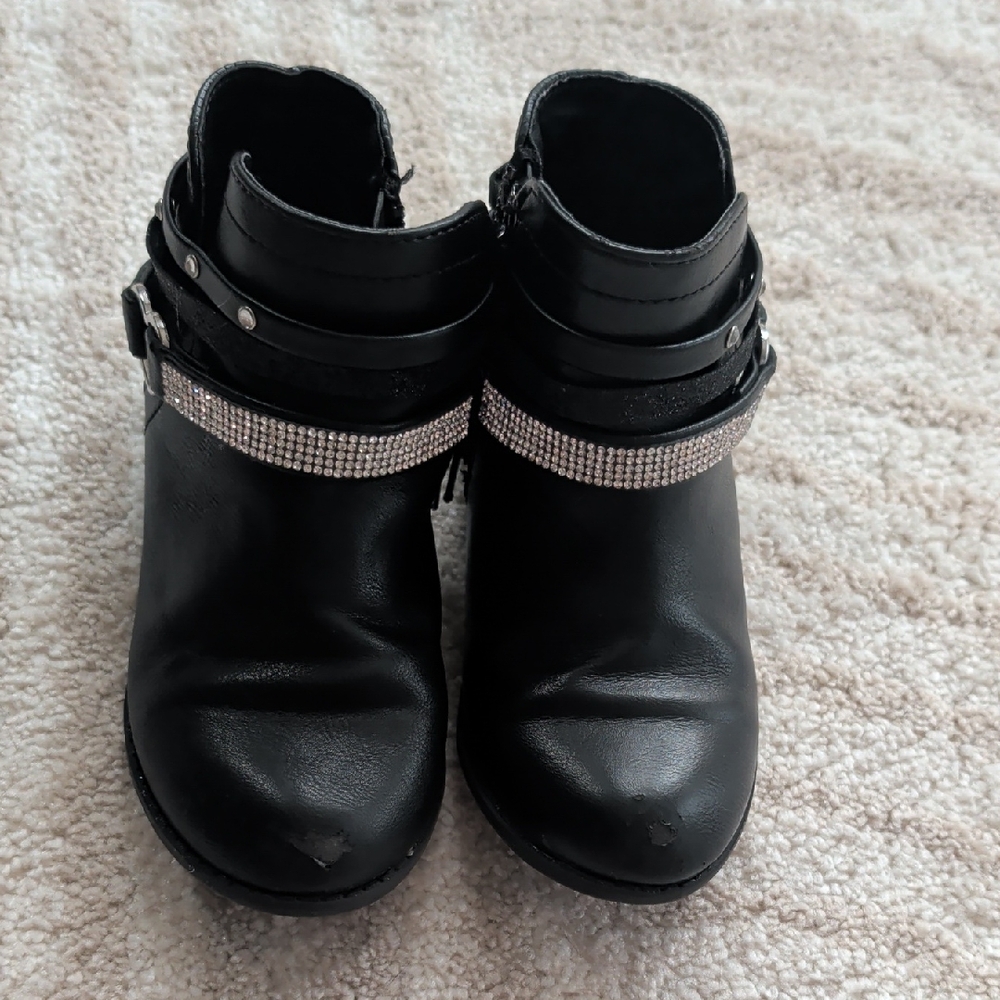 Black Ankle Boots with Rhinestone Detailing